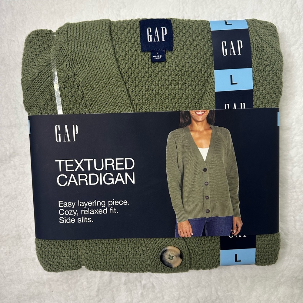 NWT-100%Cotton-GAP Green Textured Knit Cardigan